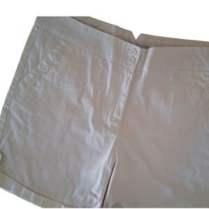 Sag‎ Harbor Denim Shorts Womens 14 White Excellent Nautical Button Front Cuffed